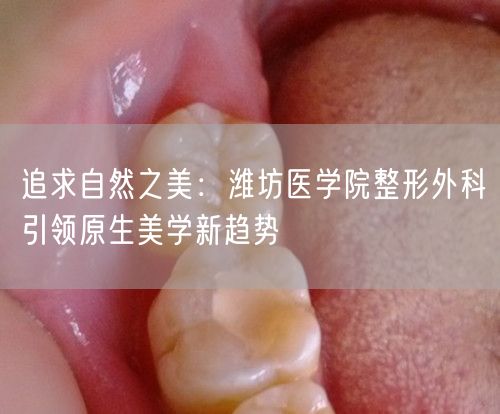 追求自然之美：潍坊医学院整形外科引领原生美学新趋势