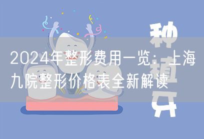 2024年整形费用一览：上海九院整形价格表全新解读