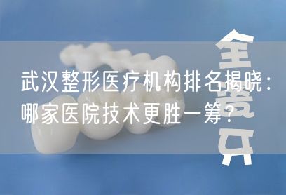 武汉整形医疗机构排名揭晓：哪家医院技术更胜一筹？