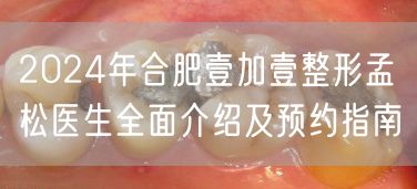 2024年合肥壹加壹整形孟松医生全面介绍及预约指南