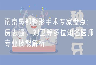 南京鼻部整形手术专家盘点：房志强、刘卫等多位知名医师专业技能解析